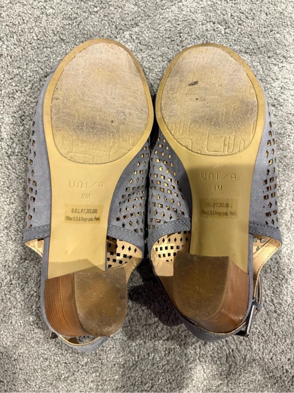 Unisa Pastel Blue Perforated Slingback Block Heel Mule
